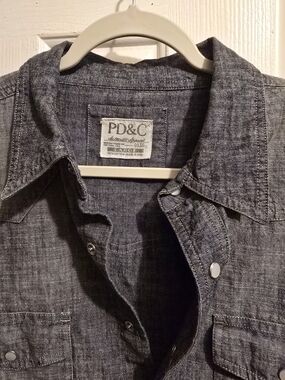PD&C Charcoal Snap-Front Chambray Shirt